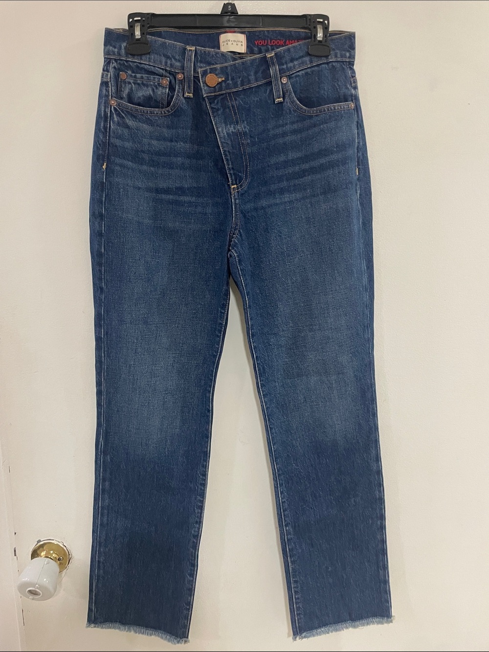 Alice + Olivia Men's Slim Straight Dark Blue Jeans